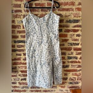 Lucky Brand Midi Floral Blue and White Dress